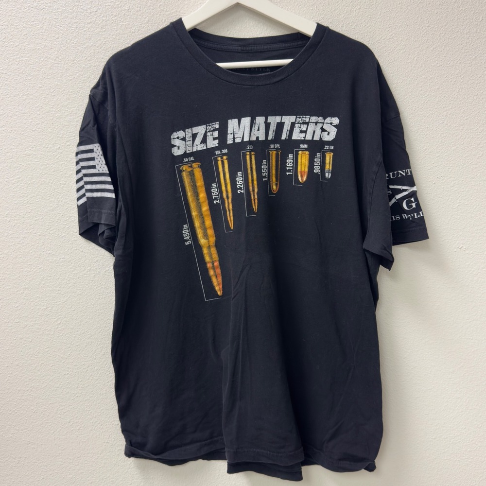 Grunt Style Size Matters T-Shirt Mens XXL Black Ammo Graphic Tee Tactical‎